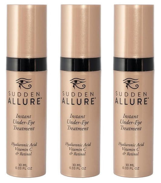 Sudden Allure Instant Under Eye Treatment Serum – Erase Under Eye Bags, Dark Circles, Wrinkles & Lift Sagging Eyes - Instantly Tighten & Firm - Reduce Eye Bags & Crows Feet | Made in USA (10 ml, 3pk)