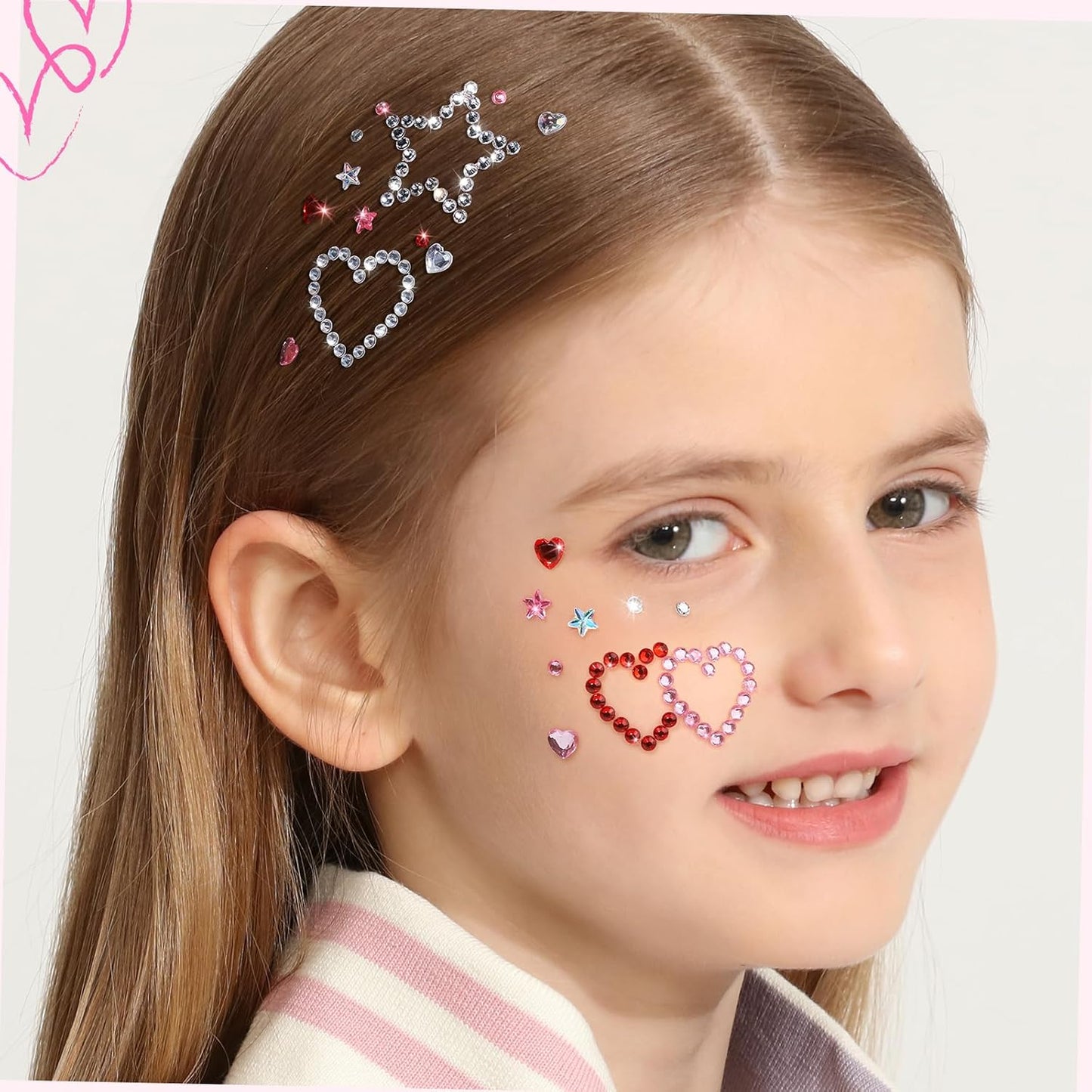 YGDZ Face Gems, Face Rhinestones Star Heart Self Adhesive Hair Gems, Festival Jewels Stickers Stick on, Rave Accessories, Face Jewels for Kids, Women