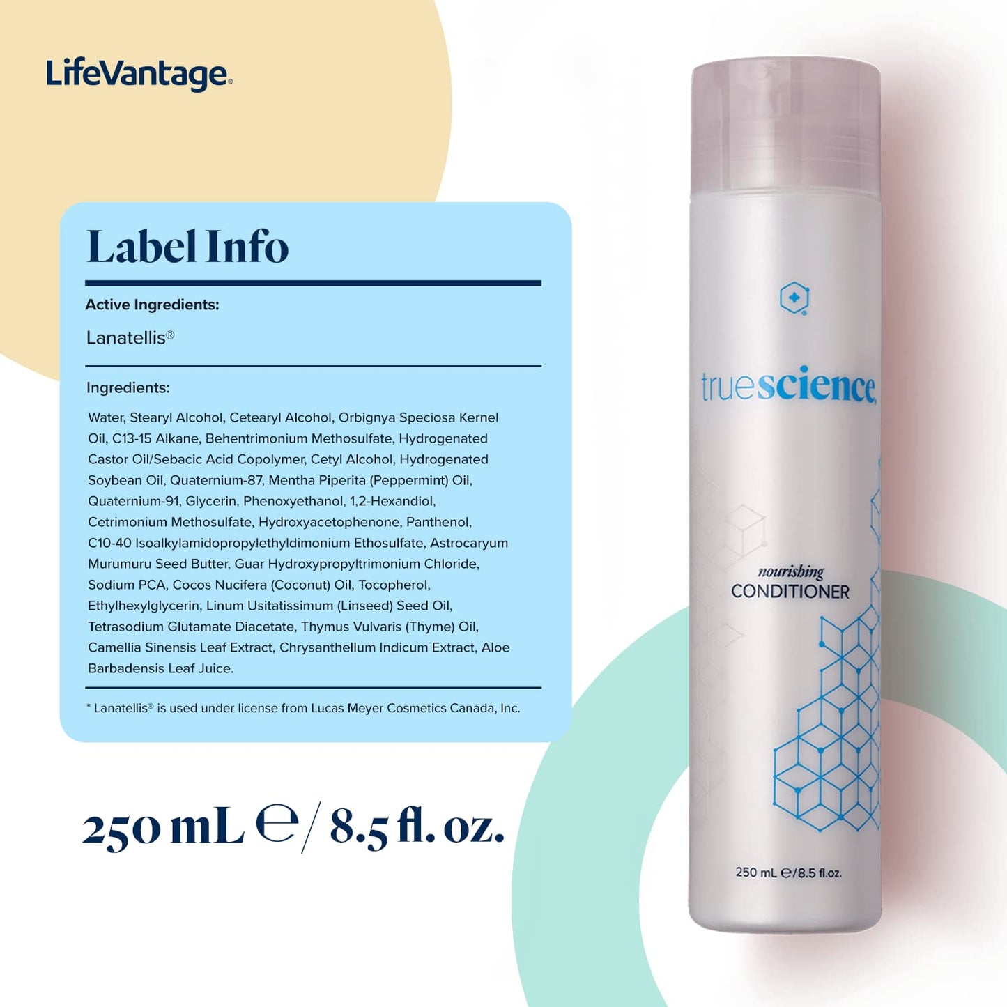 TrueScience Nourishing Hair Conditioner by LifeVantage, 250ml, With Nrf2 Ingredients, Oil Complex, Palm Seed Oil, Invigorating Green Tea & Coconut Oil