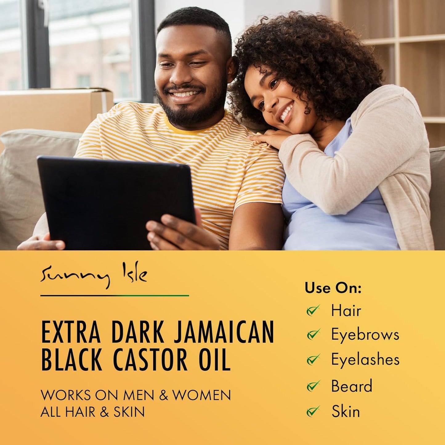 Sunny Isle Extra Dark Jamaican Black Castor Oil, 8 fl. oz. | 100% Natural High Potency Treatment for Hair, Scalp
