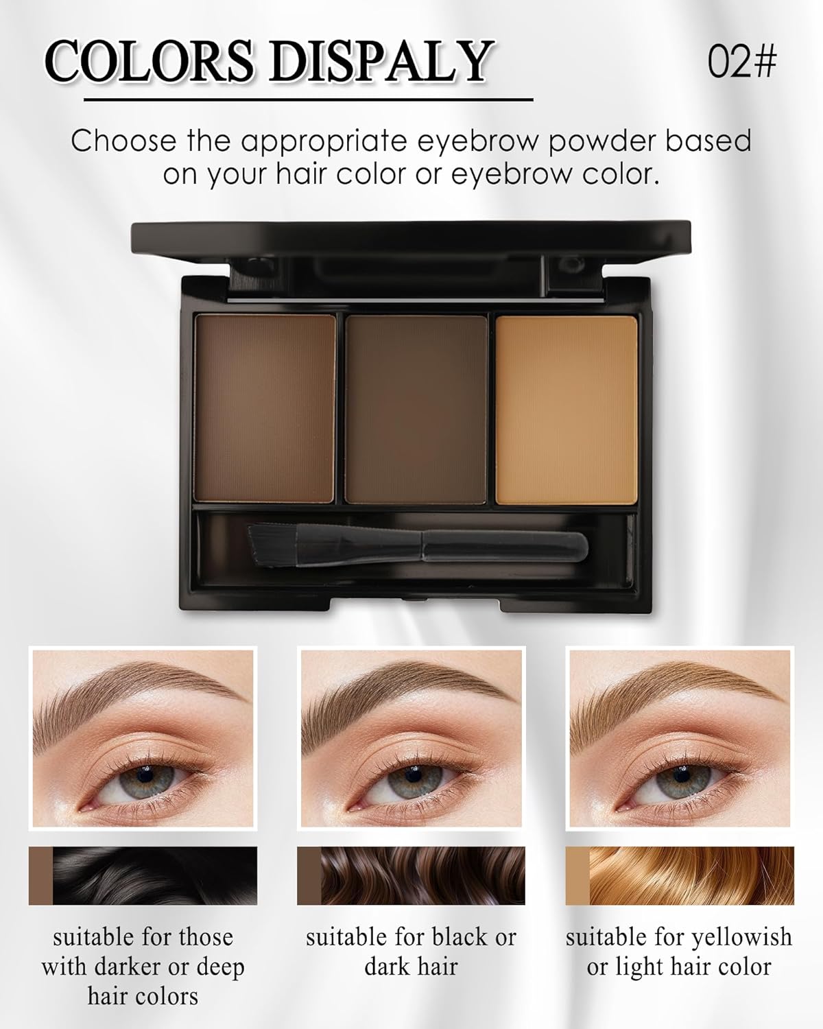 Eyebrow Powder Kit,3 Color Dark Brown Grey Light Auburn Eye Brow Powder Palette with Razor Brush,Long Lasting Waterproof Brow Filler Fill Sculpt Full Eyebrows,Thanksgiving Makeup Gift Set for Women-02