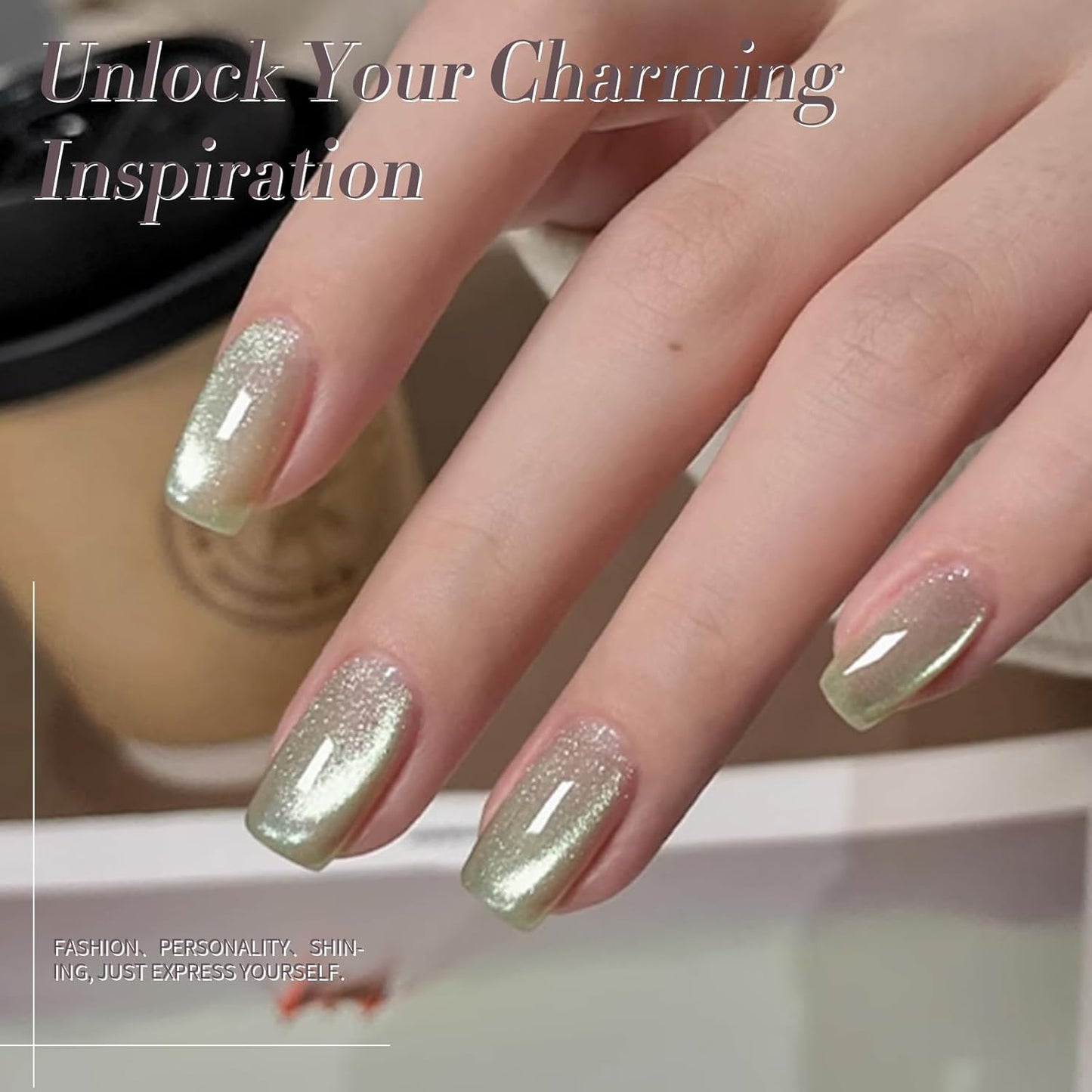 Born Pretty Cat Magnetic Eye Gel Nail Polish Spring Summer Pastel Shimmer Glitter Holographic Cat Magnetic Eye Gel Crystal Glass Cat Magnetic Gel Polish Manicure Nail Art DIY at Home 6PCS