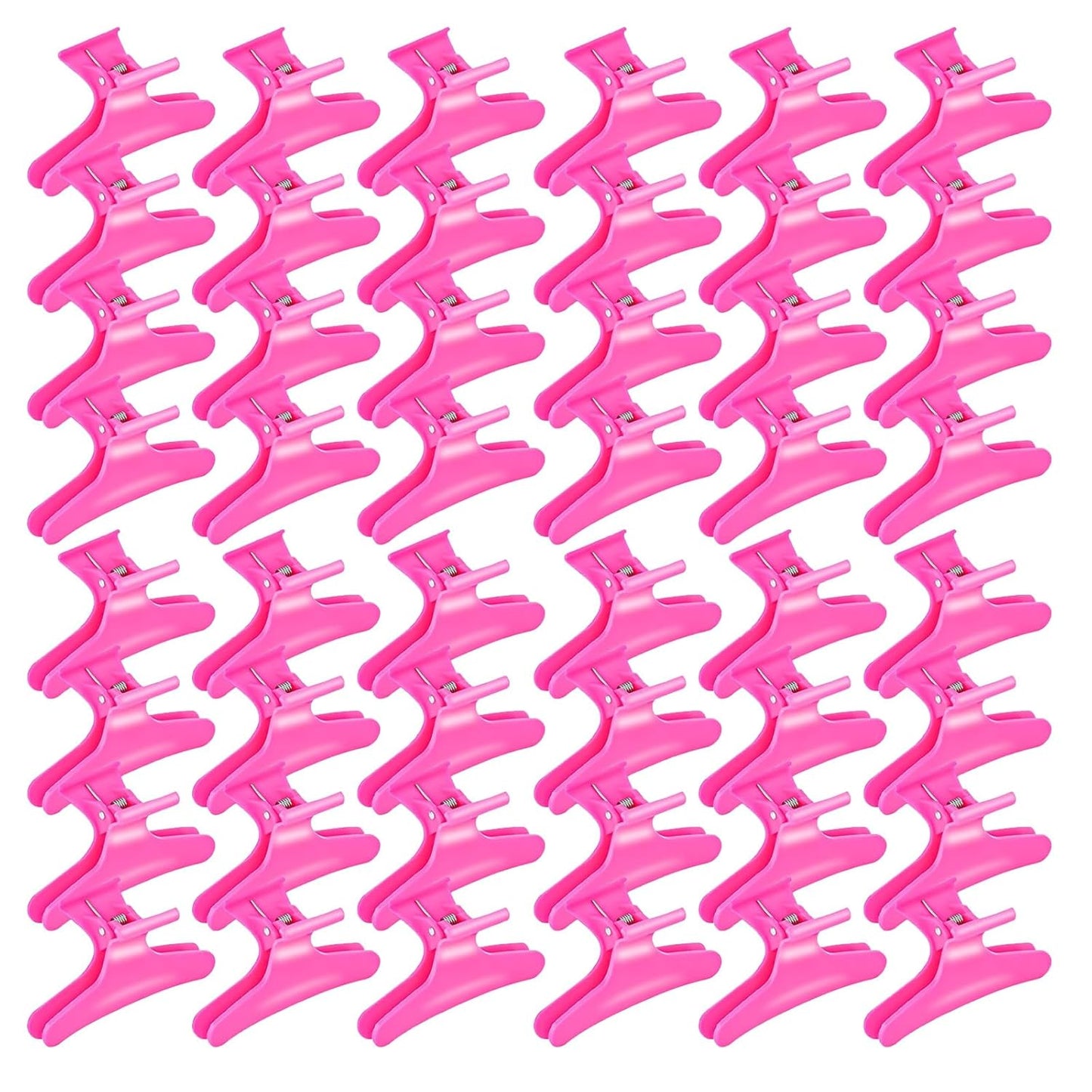 Ondder 48 Pcs Hot Pink Butterfly Hair Clips for Styling and Sectioning - Pro Claws Clamps for Cutting, Coloring - Hair Accessories for Women Girls