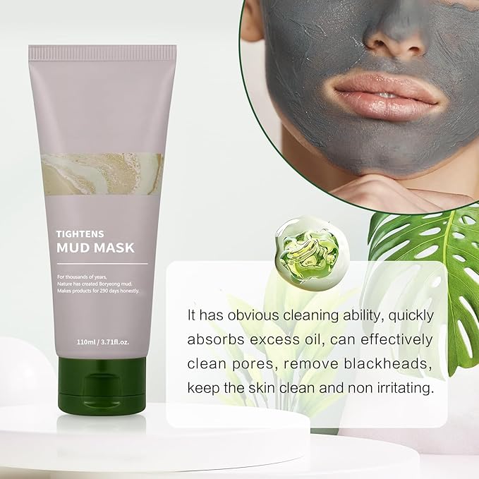 TLM Recovery Mud Mask | Relief Mud Mask | Korean Mud Masks for Face | Hydrating & Moisturizing Deep Pore Cleanser （With brush）
