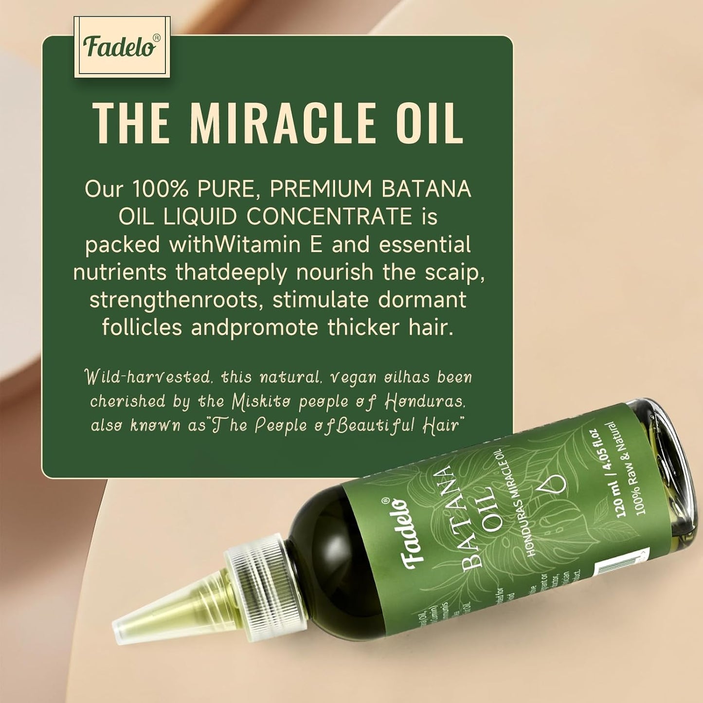 Batana Oil - Dr Sebi Organic Oil for Hair Growth, 100% Raw Pure Natural from Honduras, Deeply Nourishing Scalp for Thicker & Stronger Hair, 8.11 fl oz