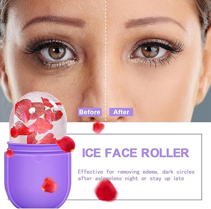 Ice Facial Roller Ice Massage Cup for Face Eye Cold Massage (Purple)