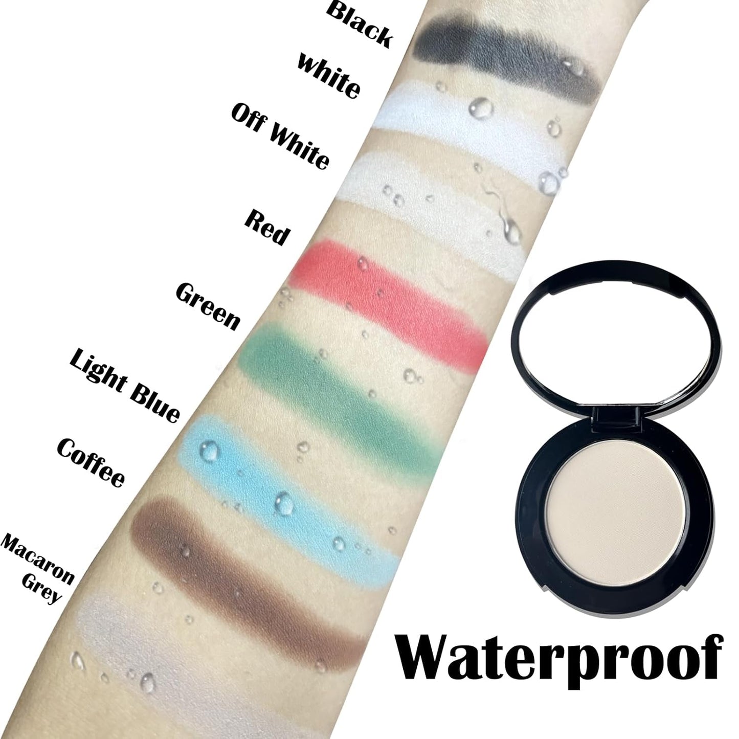 MEICOLY Off White Single Eyeshadow with Mirror,Beige Matte Eye Shadow for Halloween Makeup,Pressed Powder Eyeshadow,Matte Shade Eyelid Color Eye Makeup,High Pigment,Long Wear,Waterproof