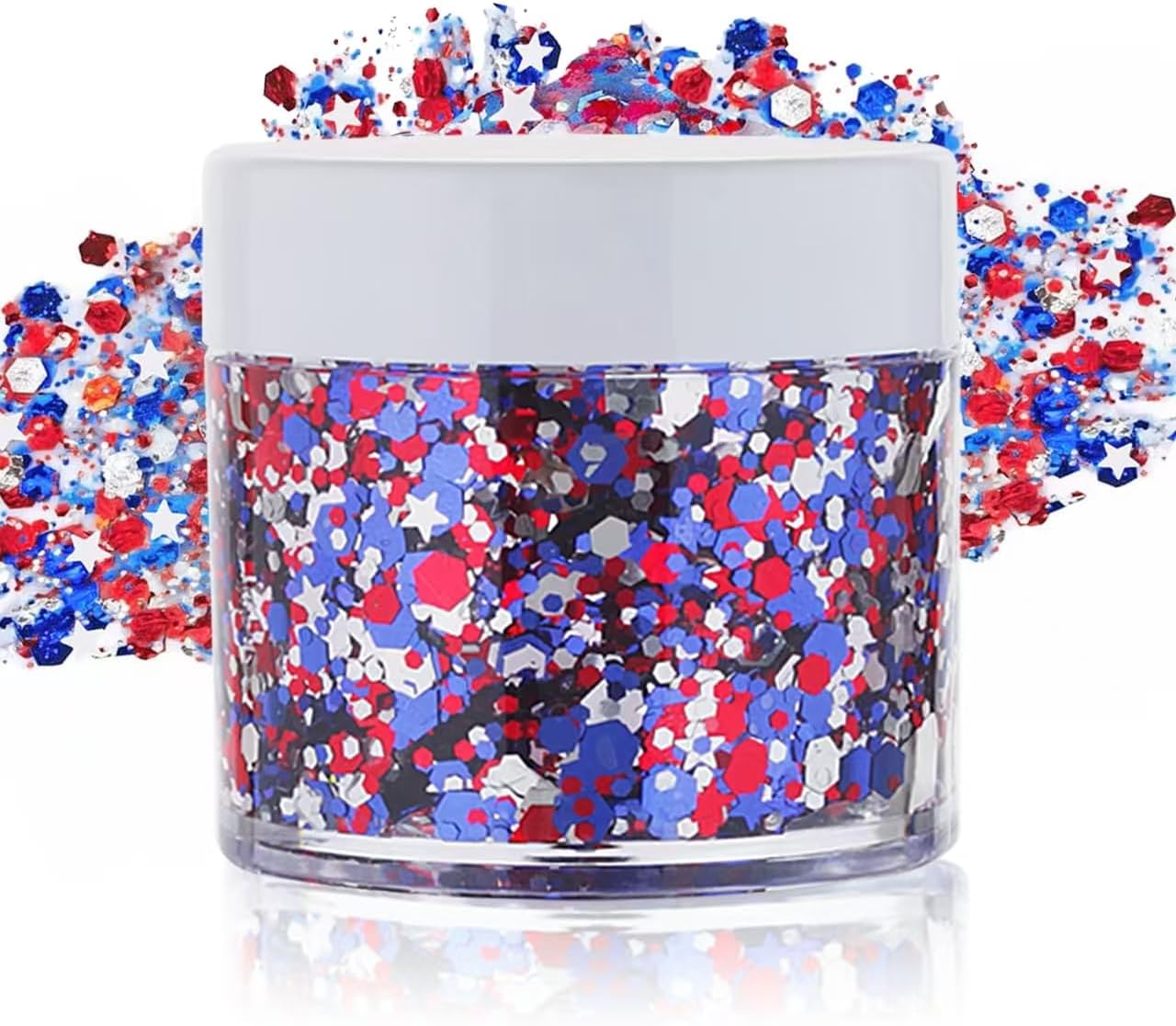 Red White Blue USA Patriotic Face Glitter,4th of July Accessories Hair Glitter for Kids,Blue Body Glitter Face Paint,Fourth of July Outfits for Women,Festival Party Celebrations Makeup