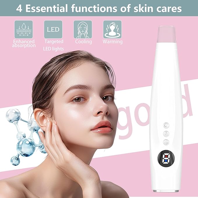 Facial Skin Care Product absorbs Derma Pen Device, LED Light Therapy face Massager, Thermal and Ice Cooling Roller
