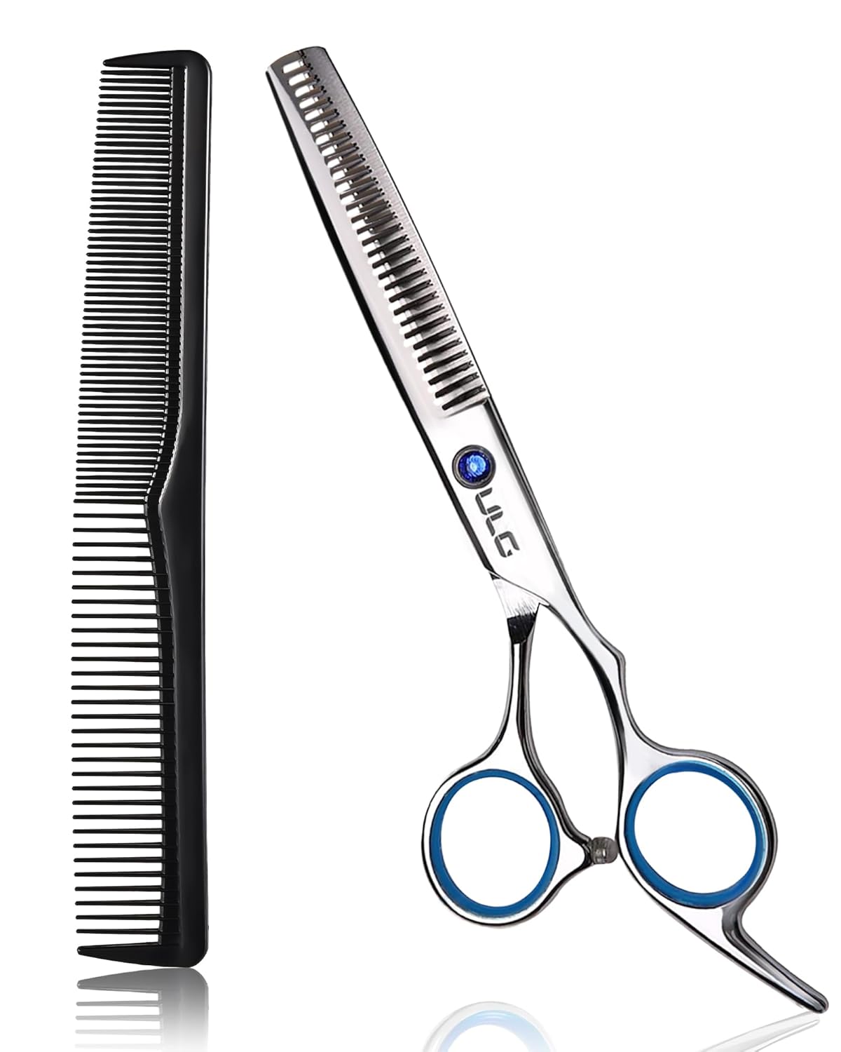 ULG Professional Thinning Shears with Comb - 6.5“ Japanese Stainless Steel Texturizing & Hair Cutting Scissors for Salon & Home Use