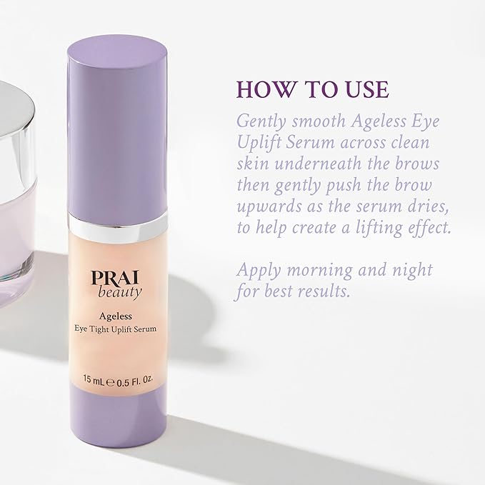 PRAI Beauty Ageless Eye Tight Uplift Serum, Anti-Aging and Hydrating Eye Serum, For Instantly Ageless Brow and Eyelid Area, 0.5 Oz