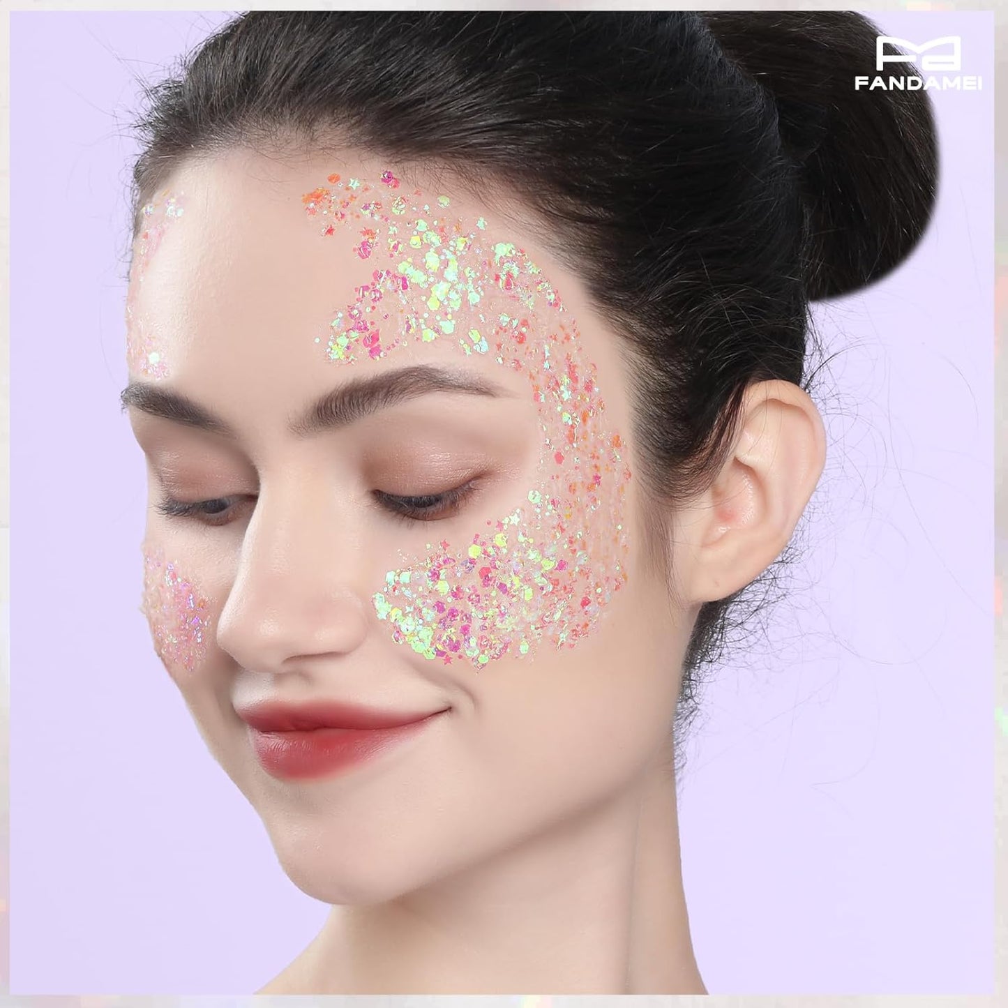 FANDAMEI Body and Face Glitter Set - 2PCS White, 1PCS Chunky, 1PCS Fine Gel - for Makeup, Hair, Mermaid, Halloween Festival Rave
