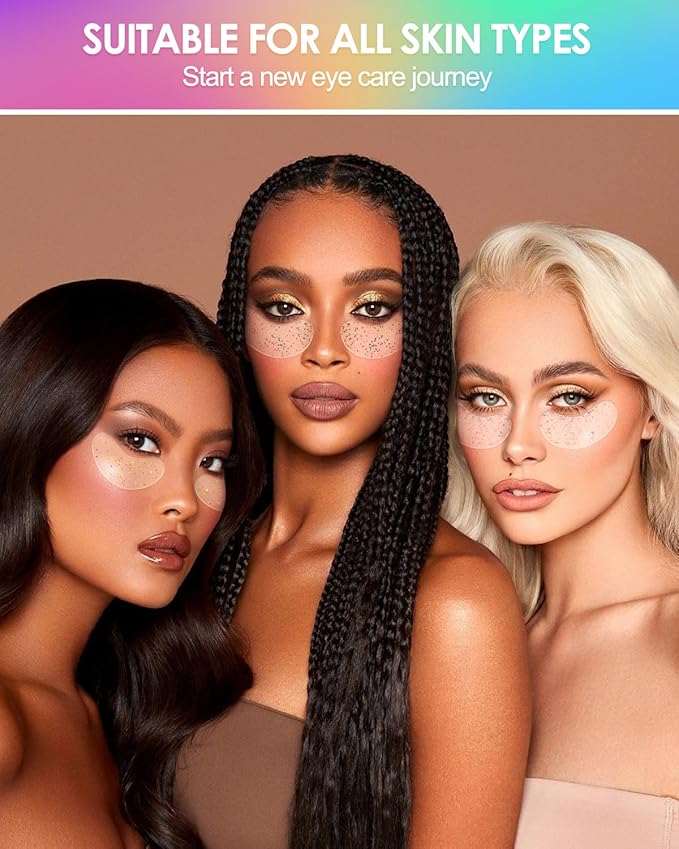 Collagen Eye Mask Patches, Used to Fade Eye Patches for Puffy Eyes and Dark Circles,Under Eye Patches,Tighten and Moisturize,Hyaluronic Eye Patches Transparent Glitter Eye Masks (20 pairs)