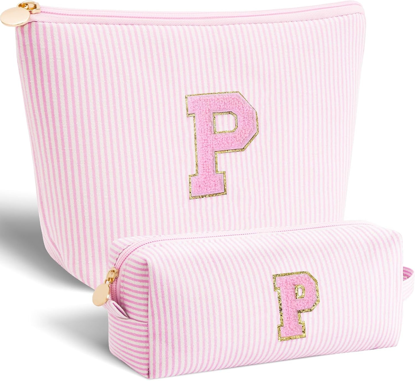 Personalized Makeup Bag for Women Girls - Fashion Cosmetic Bag Trendy Travel Toiletry Bag with Initials Letter - Teen Gifts - Pink,P