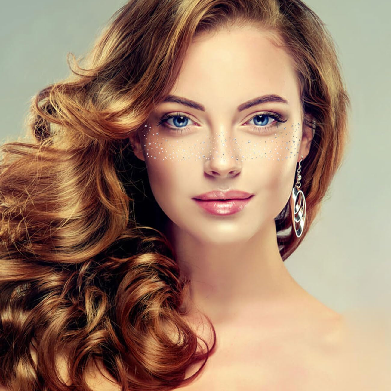 Glitter Freckles Silver Sparkle Freckles Face Tattoo Fake Glitter Freckle Temporary Patches for Women Party Makeup 8 Pcs