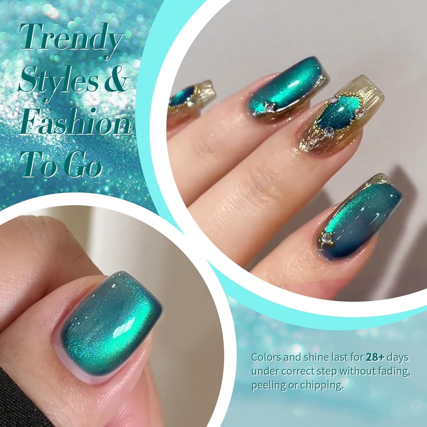 Born Pretty Blue Cat Magnetic Eye Gel Nail Polish Crystal Glass Sea Blue Magnetic Gel Polish Nail Art Manicure DIY at Home 15ML