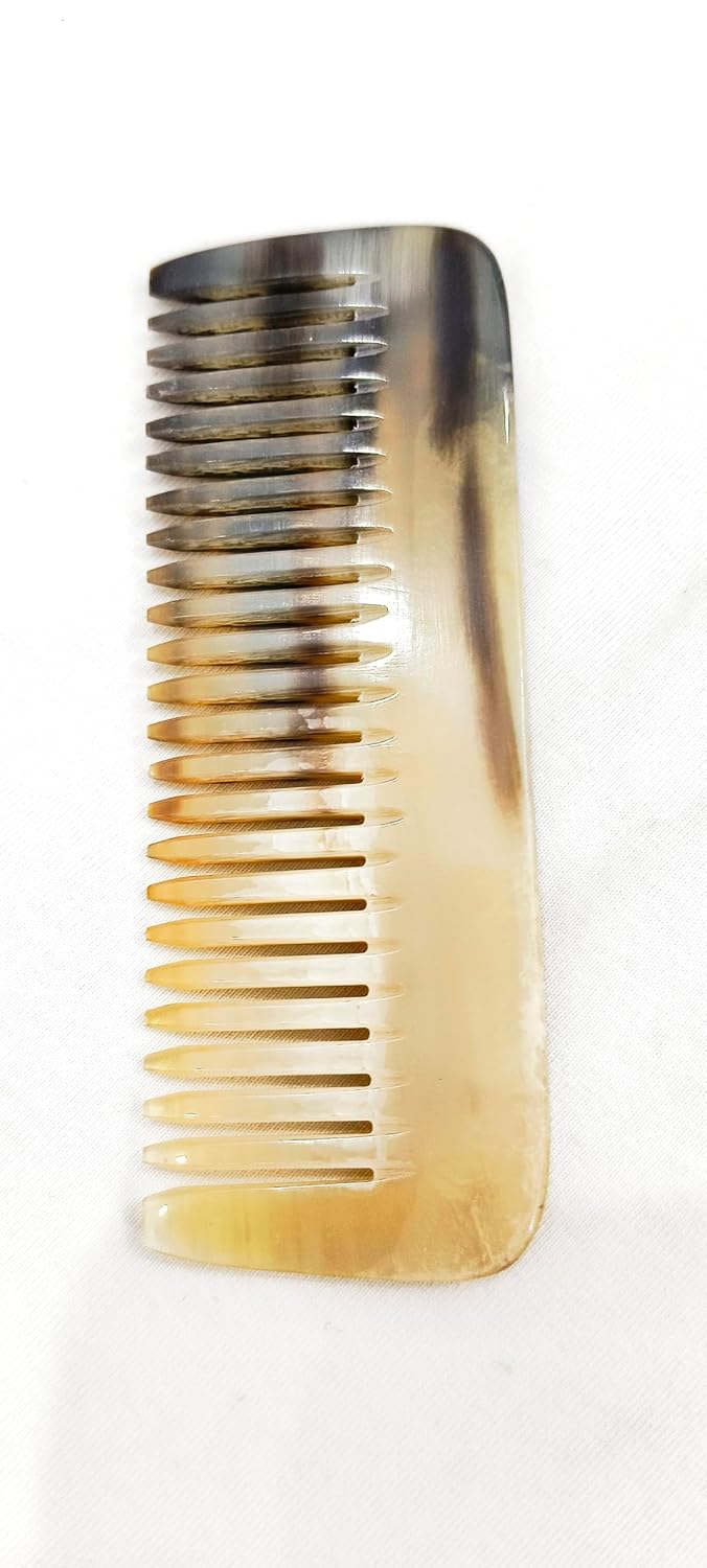 Generic Natural Buffalo Horn Comb, Anti Static, Fine Tooth Hair and Beard Comb (4 Inch)