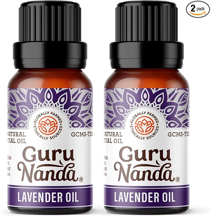 GuruNanda Lavender Essential Oil - 100% Pure, Natural & Undiluted Aromatherapy Oil for Diffusers, Massage & DIY Recipes - Helps to Relax (2x0.5 Fl Oz)