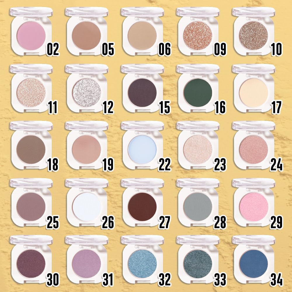 Light Nude Brown Single Glitter Eyeshadow Makeup, Neutral Powde Eye Shadow for Women, Nude Shimmer Singles Eyeshadow Palette Pigmented Waterproof, Girls Monochrome Eyeshadows Gift