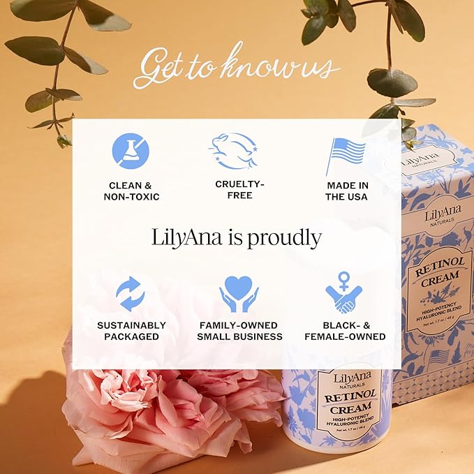 LilyAna Naturals Anti Aging Retinol Face Cream for Women – Wrinkle & Neck Cream for Firming, Retinol Moisturizer for Face with Hyaluronic Acid, Hydrating Night Cream for Fine Lines, Collagen Boost