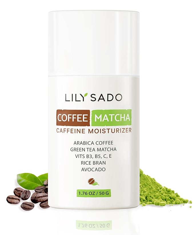 LILY SADO TEA+C™ Coffee & Matcha Face Moisturizer - Natural Vegan Caffeine Facial Cream w Green Tea & Arabica Coffee Beans - Best Antioxidant, Anti-Wrinkle Moisturizing Lotion - Softens & Firms