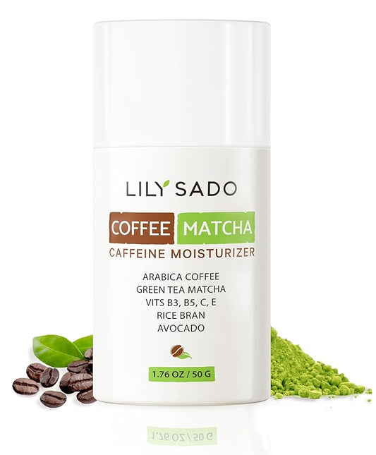 LILY SADO TEA+C™ Coffee & Matcha Face Moisturizer - Natural Vegan Caffeine Facial Cream w Green Tea & Arabica Coffee Beans - Best Antioxidant, Anti-Wrinkle Moisturizing Lotion - Softens & Firms