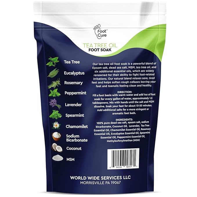 Foot Cure Foot Care/ Exfoliator & Callus Remover Pedicure Set – Includes Foot File for Dead Skin, Tea Tree Oil Foot Soak Salts, Urea Cream 40 Percent & Foot Callus Removal Gel – Made in USA