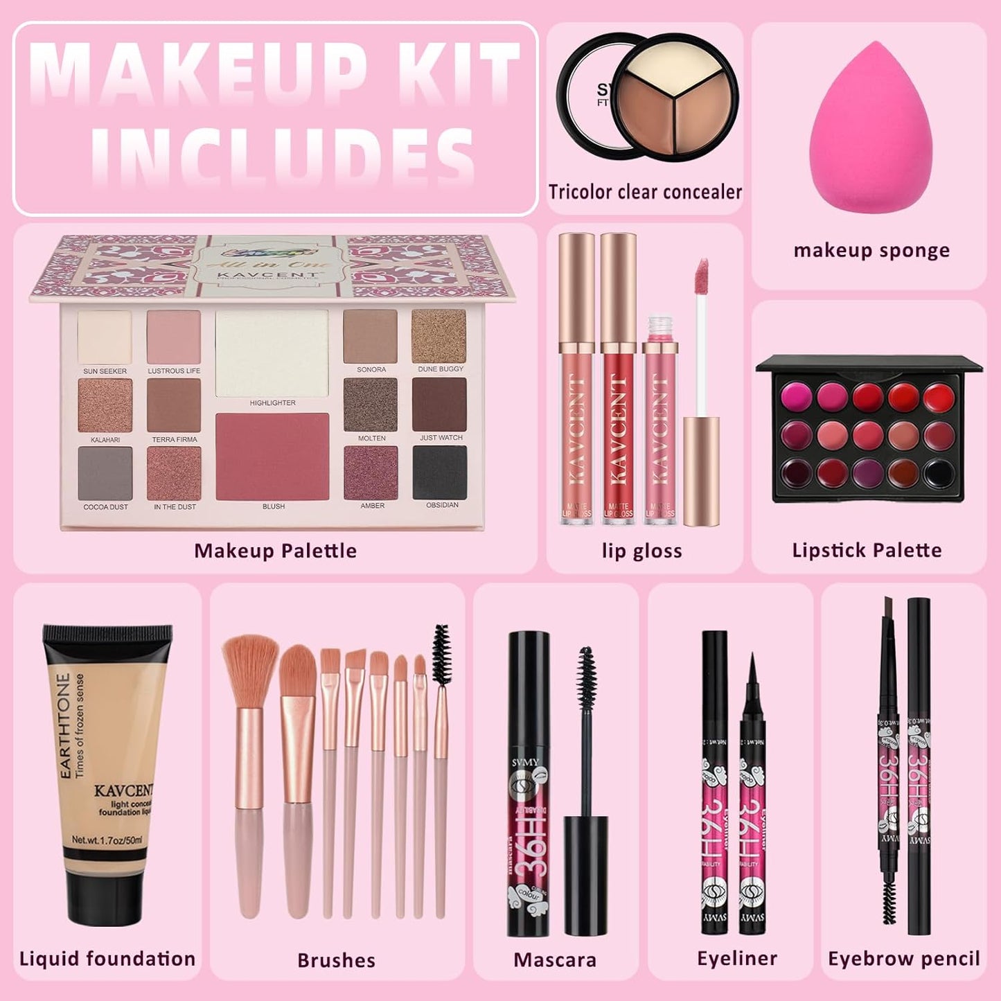 Makeup Set for Teens Women Makeup Kit for Women full Kit Makeup Gift Set for Teen Girls Christmas Eyeshadow Palette Teenagers Makeup Kits for Teens 13-15