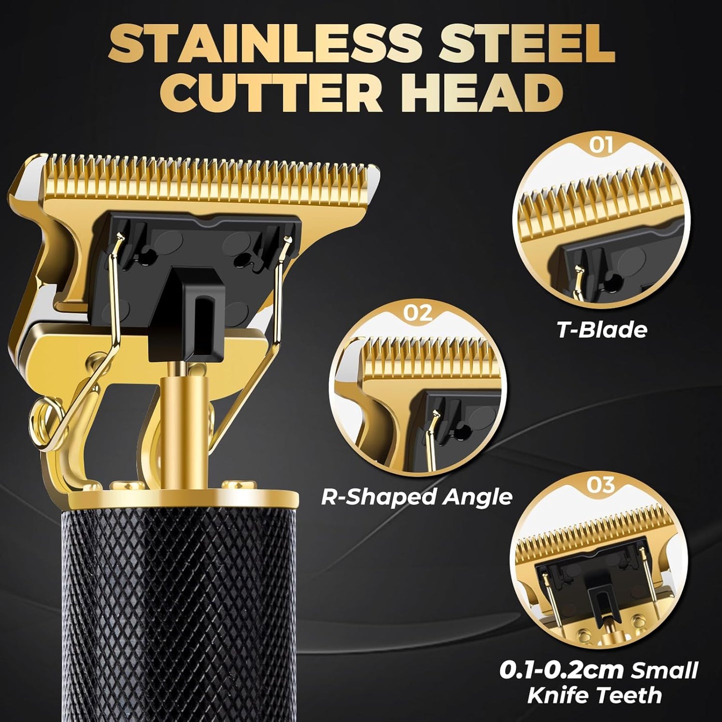 candyfouse Professional Beard Trimmer for Men, Hair Clippers with 4 Limit Combs, Cordless Rechargeable with LCD Display, Approaching Zero Gapped Cutting Grooming Kit