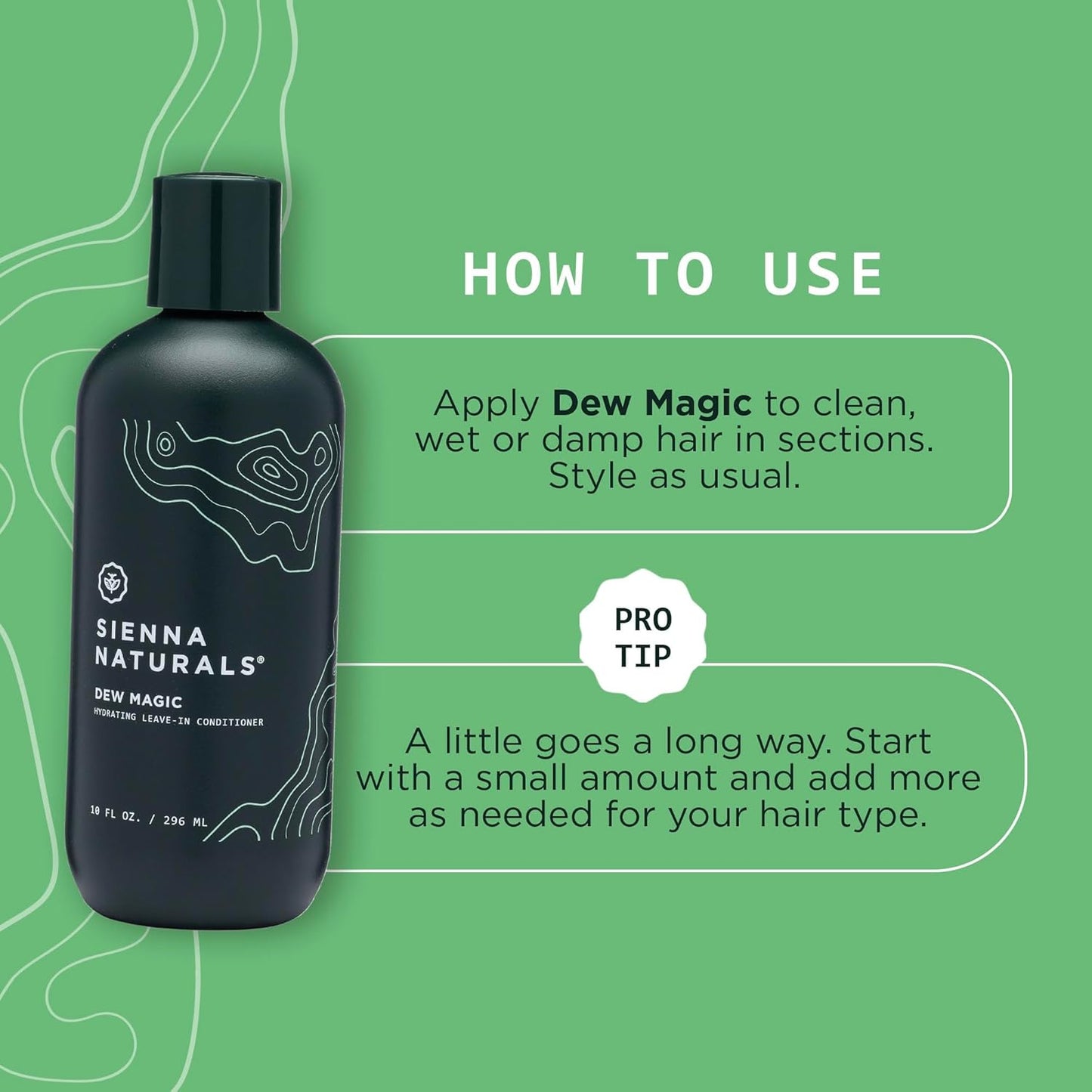 Sienna Naturals - Dew Magic Leave-In Conditioner - Anti Frizz - Lightweight Hydration - Strengthens, Softens & Protects w/Baobab & Coconut Oil - Vegan - Great for Curly Hair - 11oz