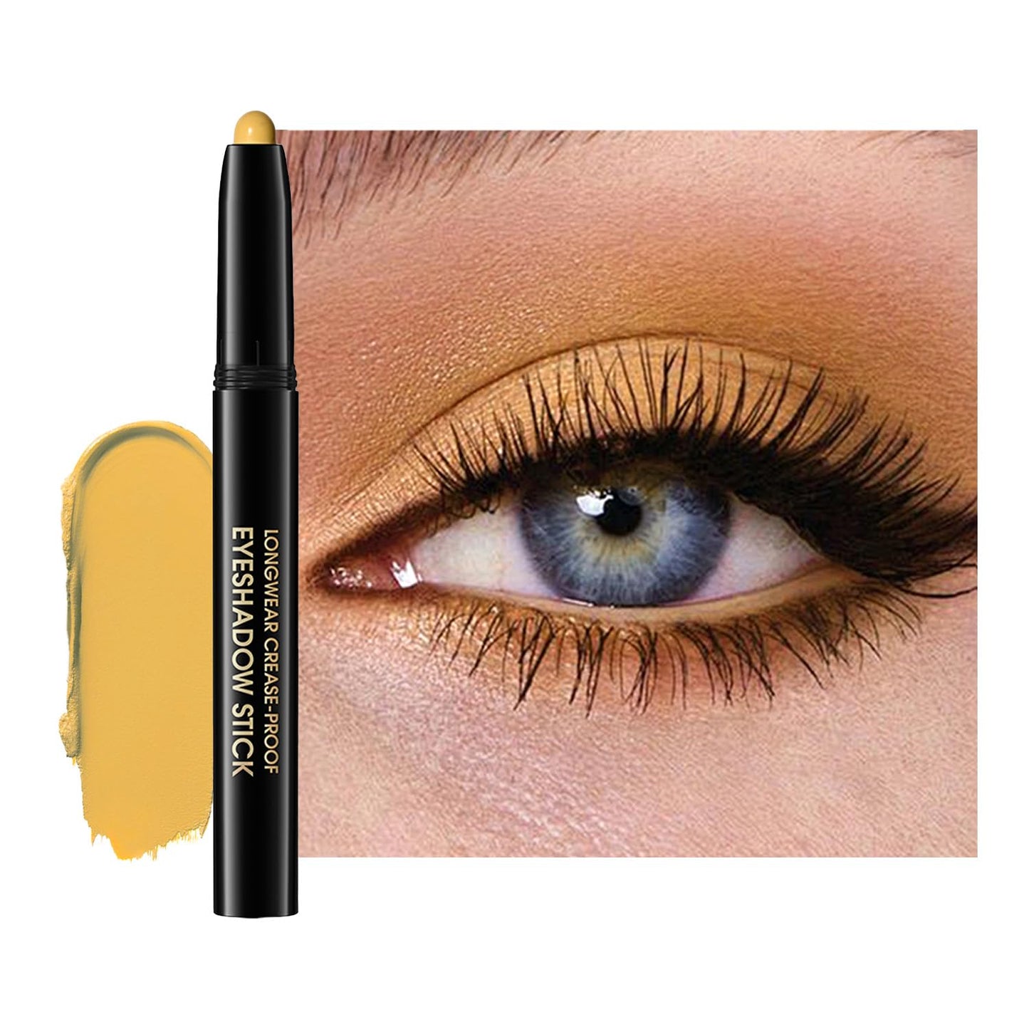 CHIFURE Eyeshadow Stick, Shimmer and Matte Cream Eye Shadow Brightener Sticks Eyeliner Pencil Crayon, Waterproof Long Lasting Eye Highlighter Stick Makeup,0.056 Oz(#7-Sun)