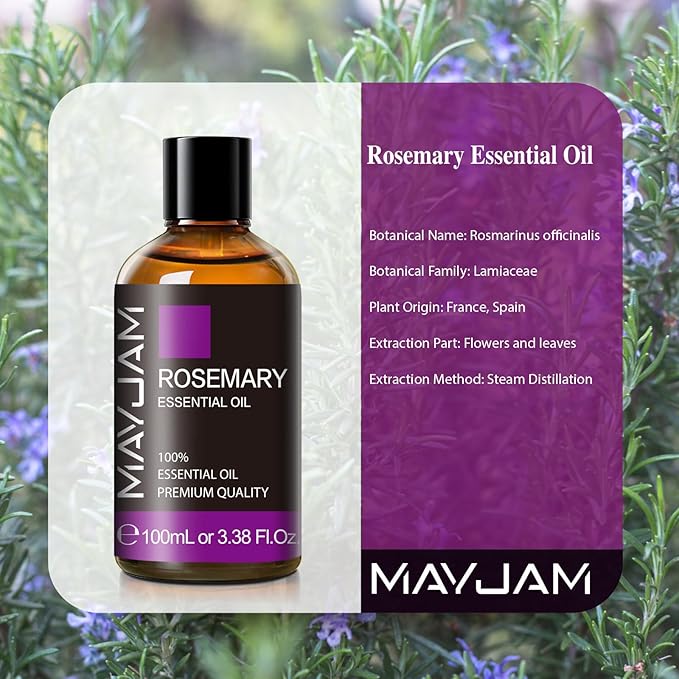 Essential Oil, Rosemary Oil 3.38FL.OZ - Rosemary Essential Oils for Diffusers for Home, Soap Candle Making Scents - 100ML