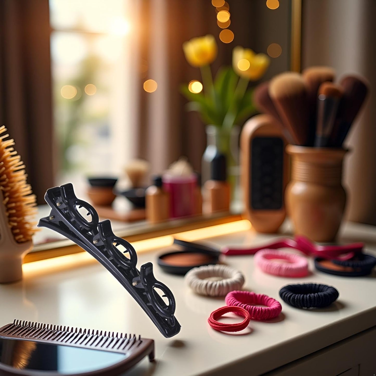 Black Sparkling Crystal Stone Braided Hair Clips,Double Bangs Hair Clips Braided Hairpins, Braided Hair Clip with Rhinestones, Side Bangs Hair Styling for Women, Hair Accessories