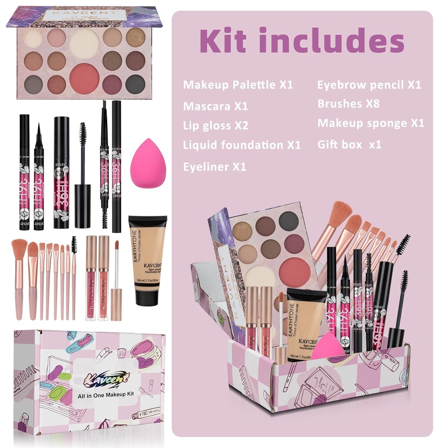 Makeup Kit for Women Teen Girls Full Kit Makeup Sets for Teens Eyeshadow Makeup Gift Set fo Women Teenagers Christmas Makeup Kits for Teens