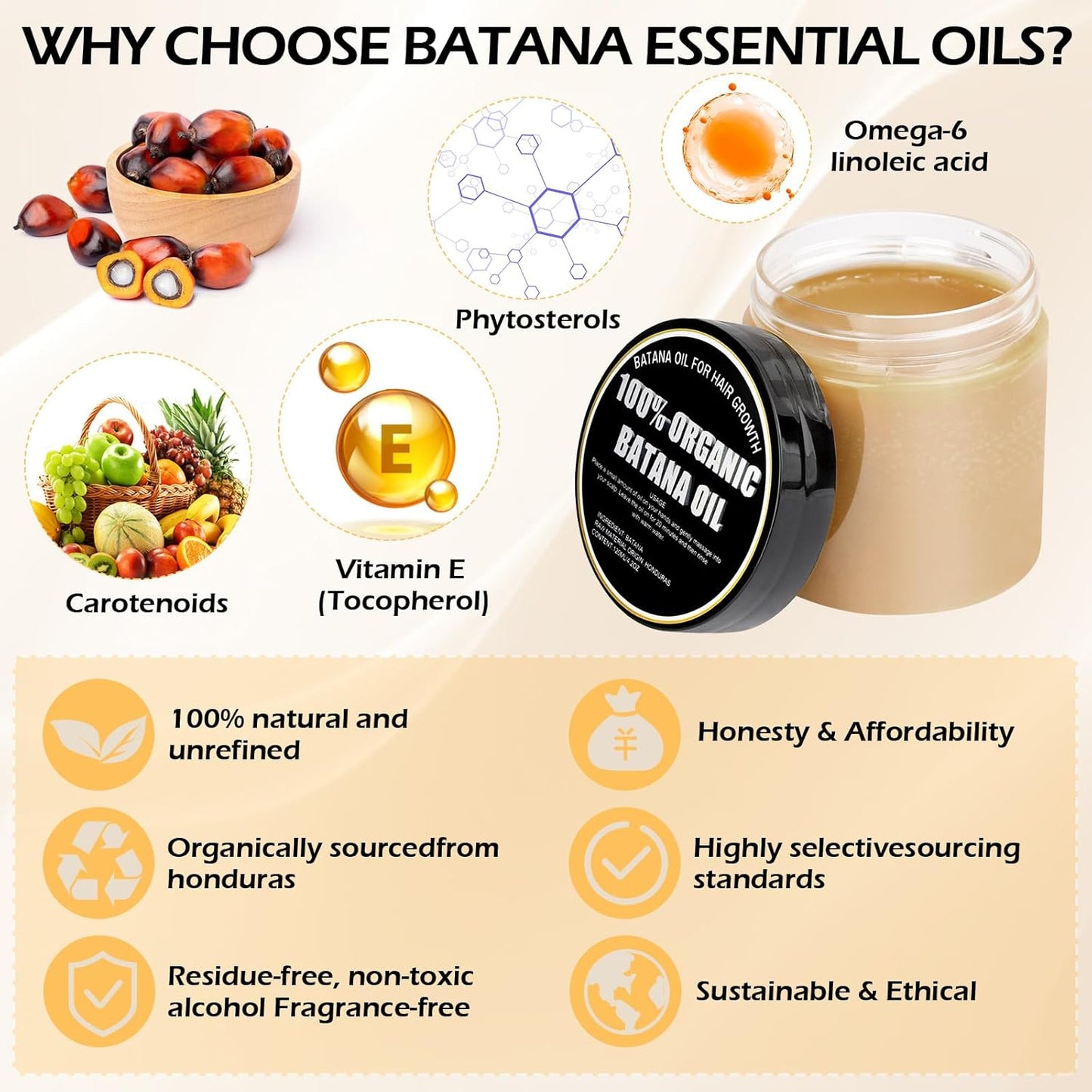 Raw Batana Oil Hair Treatment - Nourish and Revitalize for Smooth, Tangle-Free Hair - Easy Application for Intensive Hydration and Growth