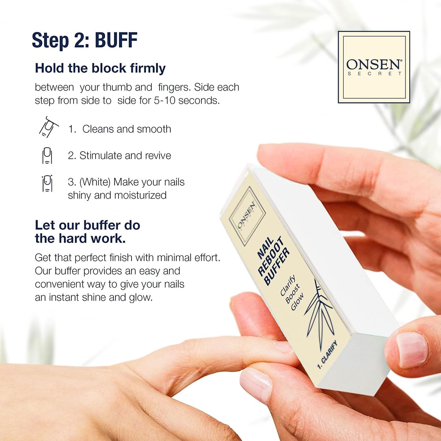 Onsen Secret Complete Nail Reboot Kit w/Nail Reboot Oil 10ml, Nail File 120/180 Grit Double Sided, A 3-Way Nail Buffer Block & Cuticle Serum-15ml w/Cuticle Oil in Action-Super Value Pack