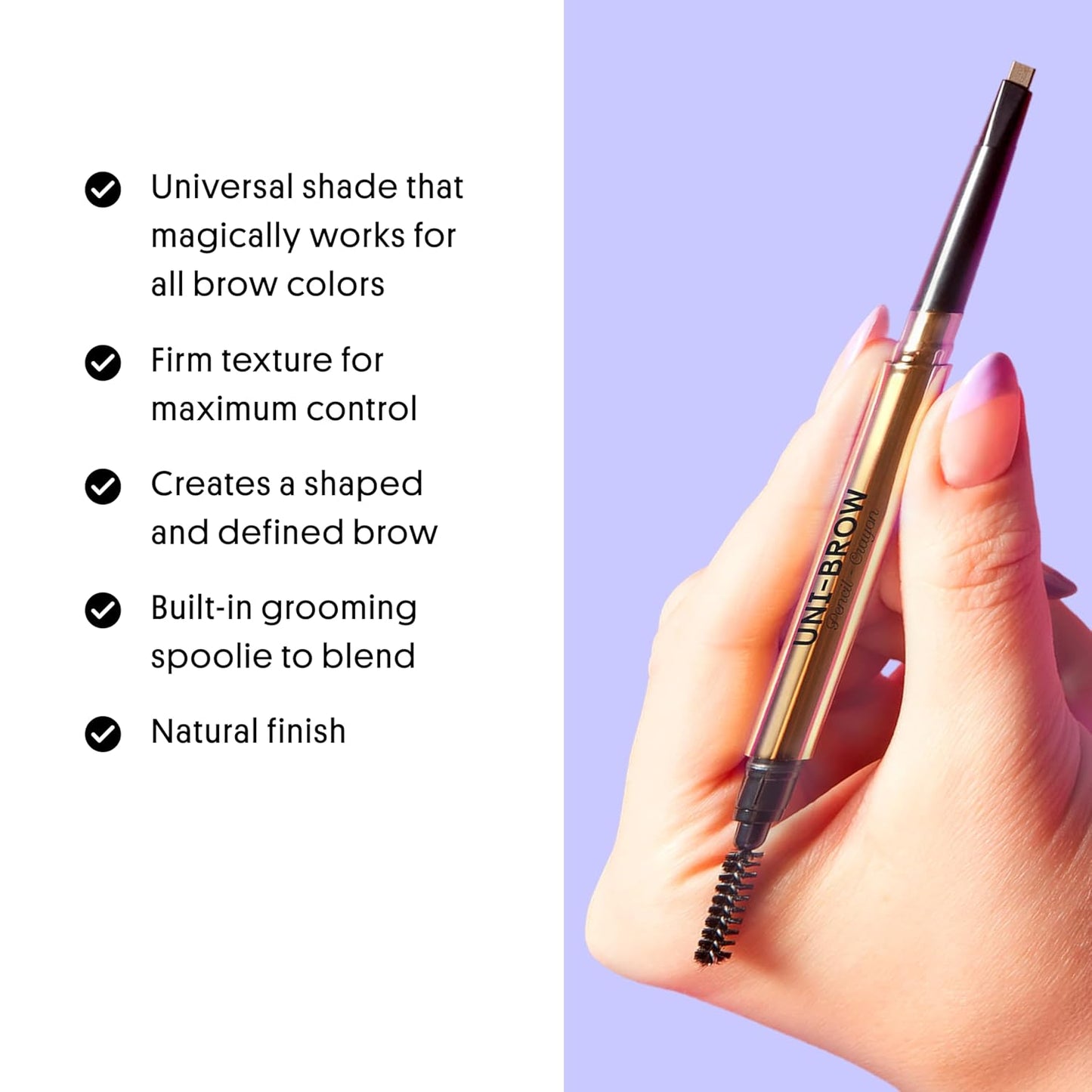 Winky Lux Uni-Brow Eyebrow Pencil, Dual-Ended with Spoolie, Waterproof Brow Definer with Ultra-Fine Tip, Universal Shade for Natural Looking Brows (Brown, Blonde, Taupe)