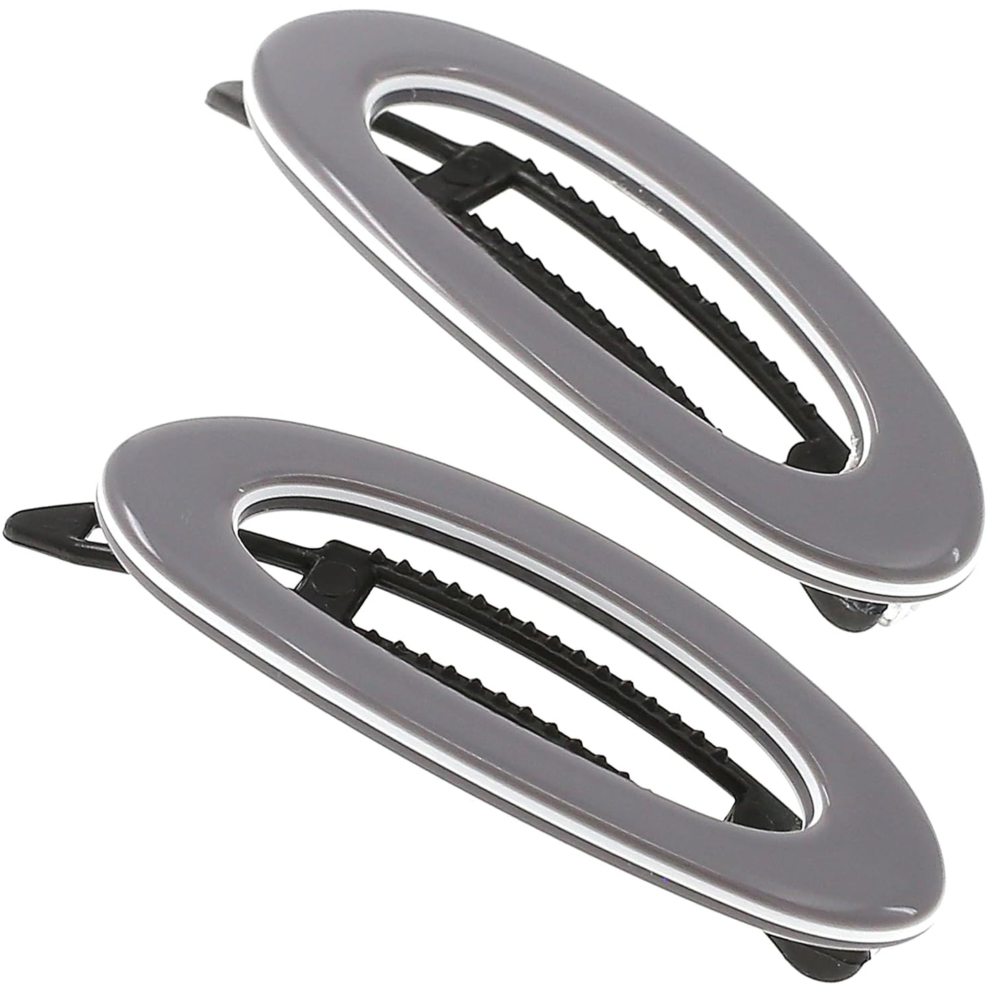 Camila Paris CP3368 French Hair Barrette Clip for Women, Handmade, Gray White, Side Slide-in Metal-Free Closure Strong Hold Grip Hair Clips for Girls, No Slip Durable Hair Accessories, Made in France