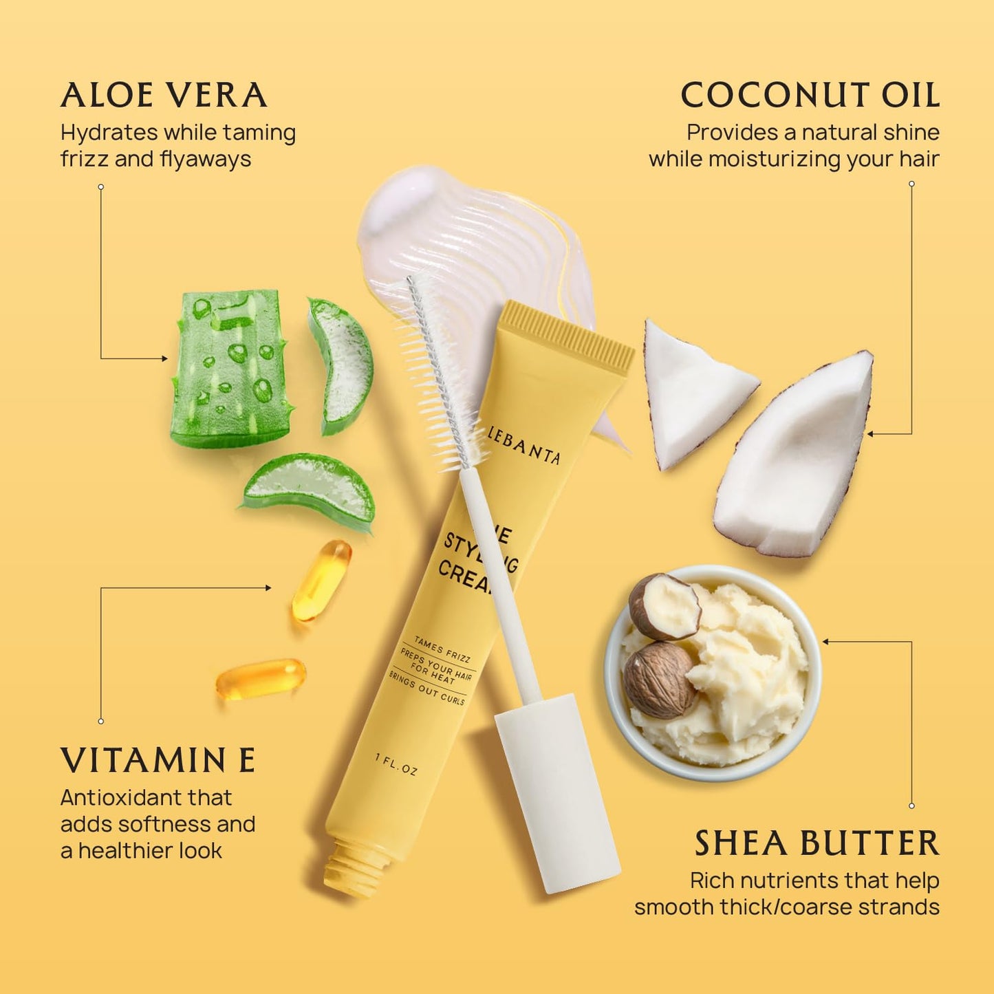 Fly Away Stick for Hair - Anti Frizz Styling Taming Serum Wand with Aloe Vera, Coconut Oil & Vitamin E - Gel Mascara Stick for Edges, Flyaways, Baby Hairs & Slick Back (1 Fl Oz (Pack of 2))