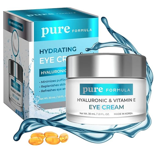 Hyaluronic Acid & Vitamin E Eye Cream - For Dark Circles and Puffiness, Moisturizing & Anti-aging Under Eye Cream - Cruelty Free Korean Skin Care For All Skin Types - 1.0 Fl. oz/ 30ml