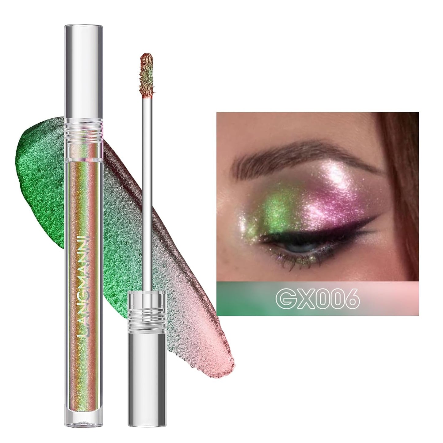Jolilab Metallic Liquid Chameleon Eyeshadow, Multi-Dimensional Eye Looks, Long-lasting Holographic Glitter Multichrome Eyeshadows Makeup (#Wonder+#GX006)