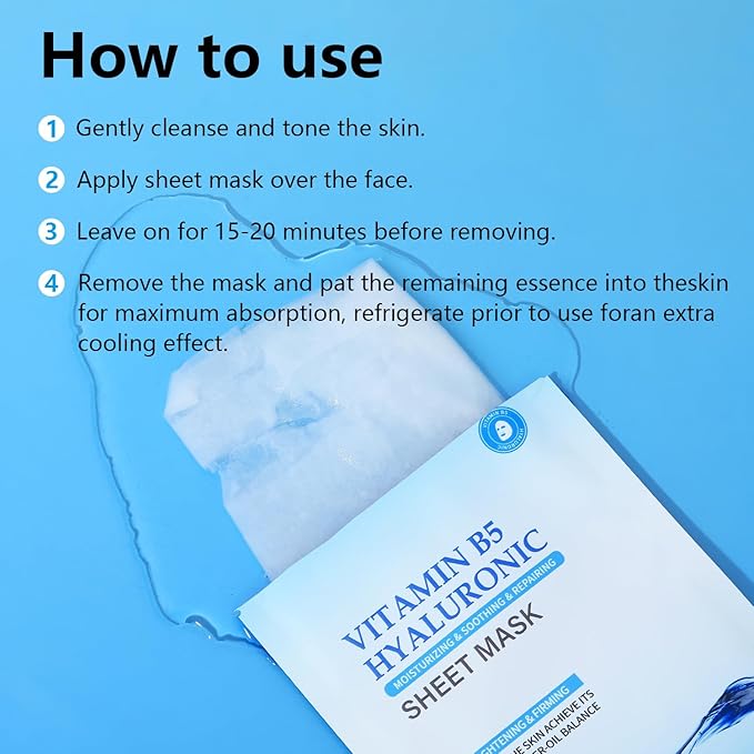 IREV Hydrating Face Masks Skincare, Moisturizing Facial Sheet Mask Skin care for Dry, Oily, Sensitive Skin,B5 Hyaluronic Acid Face Mask, Christmas Gifts for Women 10 Pack