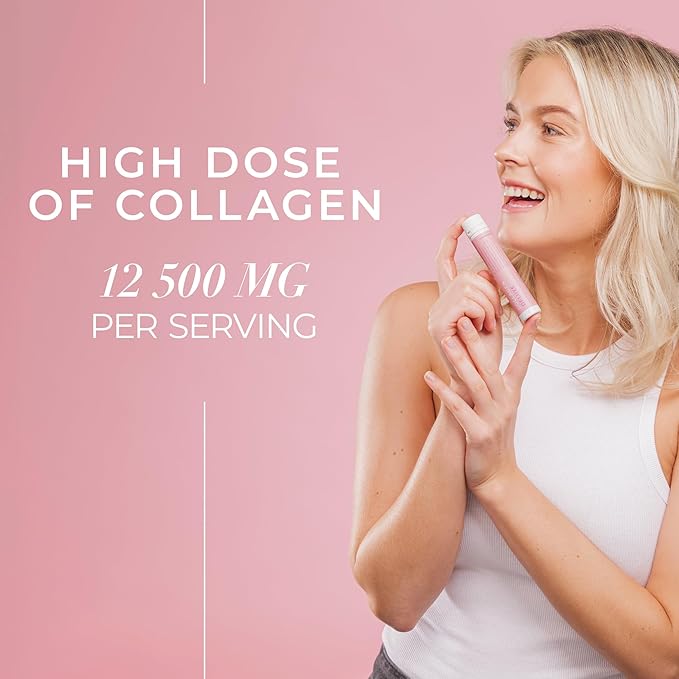 Swedish Collagen Deluxe | 12,500 mg Hydrolyzed Marine Collagen Liquid Supplement - 20 x 25 ml Daily Shots | Hyaluronic Acid, Biotin and Vitamin C for Healthy Hair, Skin, Nails and Joints | Sugar-Free
