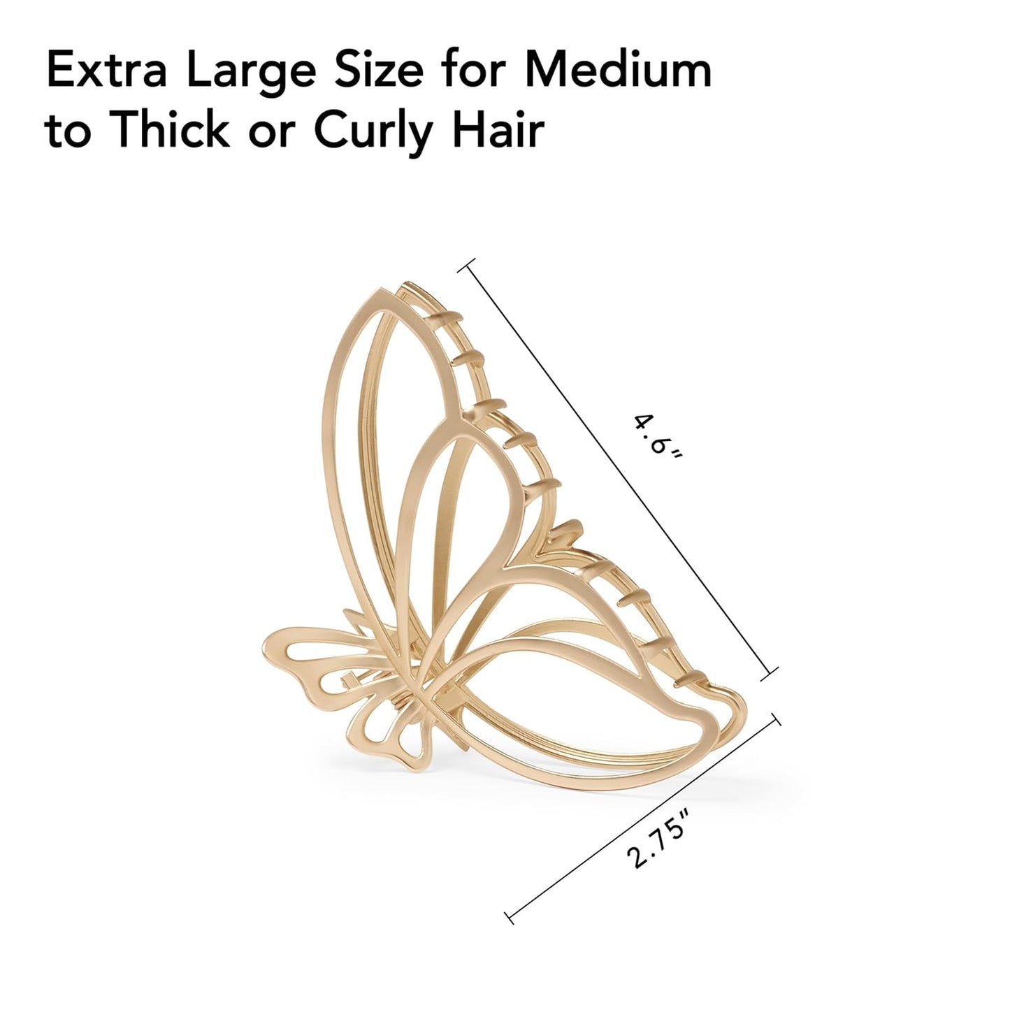 The Hair Edit Gilded Wing Clip - Extra Large Soft Gold Metal Butterfly Claw Clip