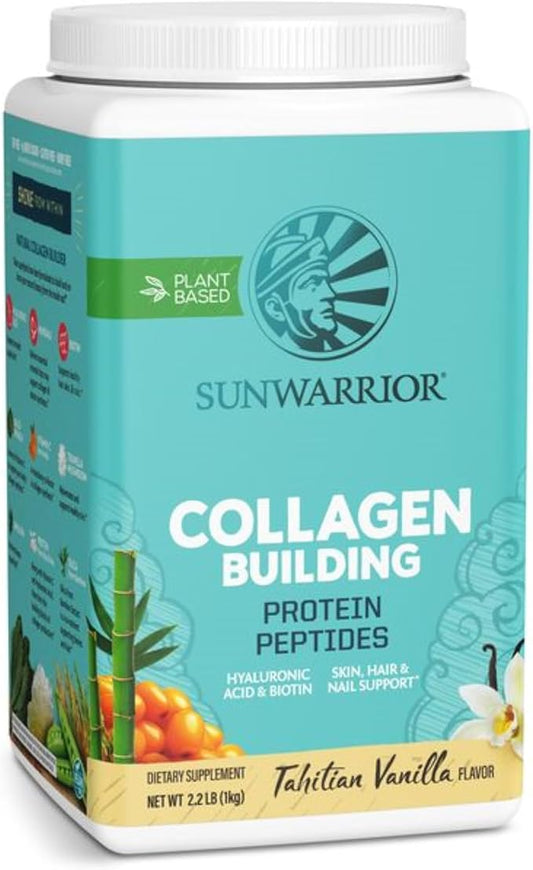 Sunwarrior Collagen Peptides Building Powder | Vegan Collagen for Women Plant-Based Protein Powder | Hyaluronic Acid, Biotin, Silica, Vitamin C for Hair Skin & Nails | 40 Servings, Vanilla Flavored