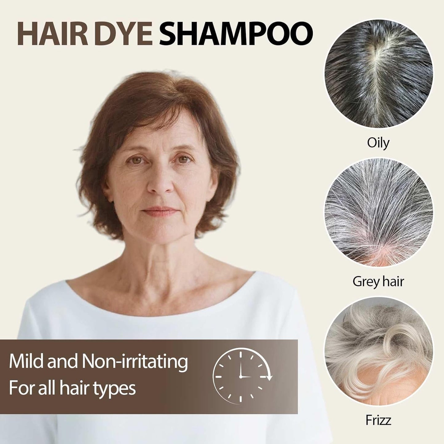 Light Brown Hair Dye Shampoo, 3 in 1 Instant Hair Color with 15 Min Gray Coverage, Natural Semi-Permanent Herbal Shampoo for Men & Women