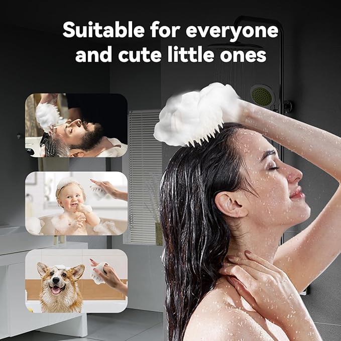 MOCHTERO Manual Scalp Massagers with Soft Silicone Bristles,for Stress Relax Hair Growth,Beige