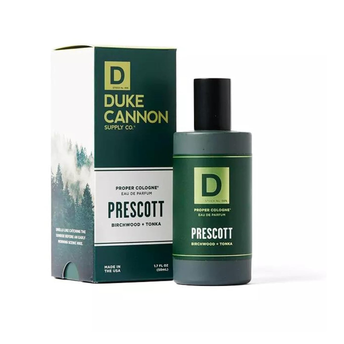 Duke Cannon Proper Cologne Prescott | Men's Eau de Parfum | Birchwood and Tonka | Woodsy, Rich, Long-Lasting Scent | 1.7 fl oz