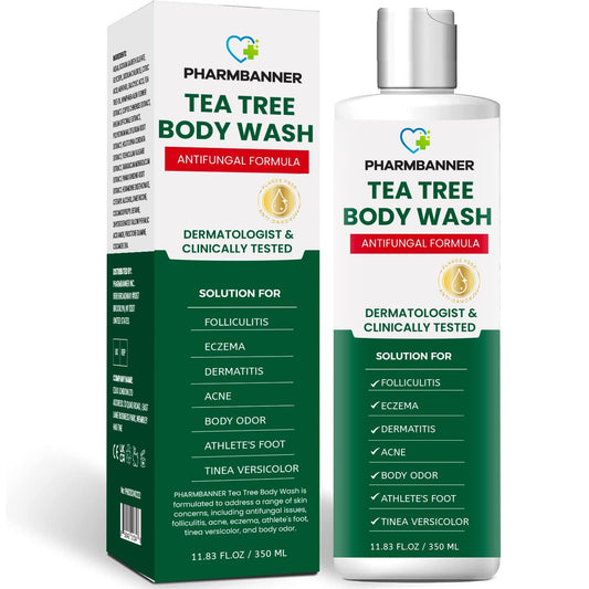 Tea Tree Antifungal Body Wash – Soothes Folliculitis, Acne, Jock Itch, Athlete’s Foot, Ringworm, Tinea Versicolor, Body Odor, Eczema & Dermatitis-Prone Skin
