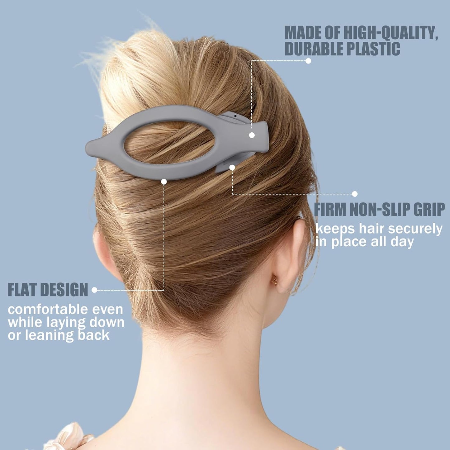 Flat Hair Clips for Women - 6 PCS French Flat Claw Clips Medium Hair Clips for Girls Large Hair Claw Clips for Thick or Thin Hair Strong Hold No Slip Hair Accessories for women (Brown Grey)